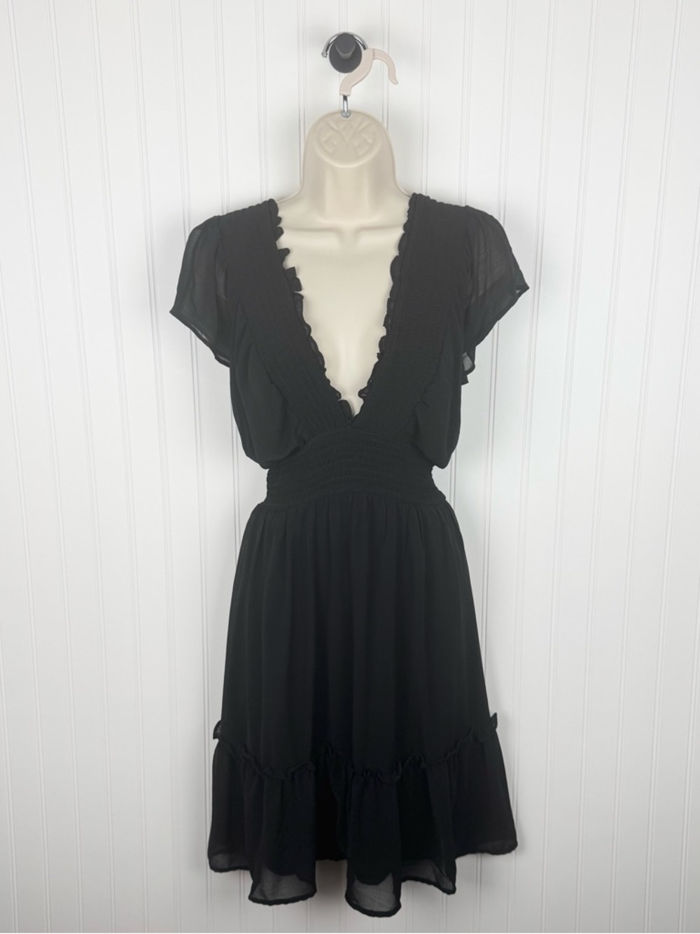 Torrid Black Smocked Waist Ruffle Hem Mini Dress Size 2X